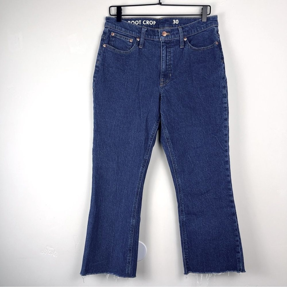 J. Crew 9" Billie Demi Boot Crop Raw Hem Jeans, Rinse Wash, Size 30